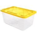27 gal Snap Lock Storage Box Clear & Yellow - Pack of 4