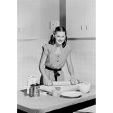 Portrait of Woman with Rolling Pin in Kitchen Poster Print - 18 x 24 in.