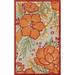 8 x 10 ft. Orange & Ivory Floral Stain Resistant Indoor & Outdoor Rectangle Area Rug - Orange and Ivory - 8 x 10 ft.