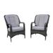 Set of 2 Grey Outdoor Garden Lamao Rattan Aluminum Frame Dining Chairs