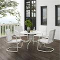 Outdoor Dining Set White Gloss & White Satin - Dining Table & 4 Chairs - 5 Piece
