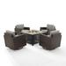 109 x 109 x 36.50 in. Palm Harbor Outdoor Wicker Conversation Set with Fire Table Gray & Brown - 5 Piece