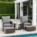 ELPOSUN 5 Piece Patio Furniture Set Outdoor Patio Conversation Rattan Chair with Ottomans w/Storage Coffee Table for Patio Space Saving Design for Balcony Poolside Front Porch Deck grey