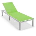 Marlin Patio Chaise Lounge Chair with White Aluminum Frame Green