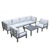 Hamilton Aluminum Patio Conversation Set with Coffee Table & Cushions Light Grey - 7 Piece