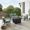 Outdoor Conversation Set with Fire Table Mist & Oil Rubbed Bronze - Loveseat Dante Fire Table & 2 Arm Chairs - 4 Piece