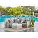 Canaan All-Weather Wicker Outdoor Seating Set with Double Loveseat with Large Ottoman - Gray