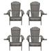 35 x 32 x 28 in. Foldable Adirondack Chair with Cup Holder Dark Gray - Set of 4