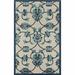 2 x 3 ft. Blue Floral Non Skid Indoor & Outdoor Rectangle Traditional Area Rug - Blue - 2 x 3 ft.