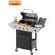 Seizeen Propane Gas Grill 3 Burners BBQ Grill with Side Burner Outdoor Camping Grill 430 Stainless Steel 133950BTU One-button Ignition System Thermometer 4 Wheels
