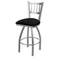 30 in. Contessa Swivel Outdoor Bar Stool with Breeze Black Seat Stainless Steel