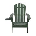 35 x 32 x 28 in. Foldable Adirondack Chair with Cup Holder Green