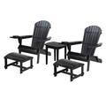 33.75 x 33 x 27.75 in. 2 Foldable Adirondack Chair with Cup Holder 2 Ottoman & End Table Black