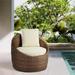 Flora Modern Wicker / Rattan Outdoor Arm Chair in Dark Brown/Beige