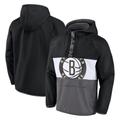 Men's Fanatics Branded Black/Gray Brooklyn Nets Anorak Flagrant Foul Color-Block Raglan Hoodie Half-Zip Jacket