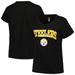 Women's Fanatics Branded Black Pittsburgh Steelers Plus Size Arch Over Logo T-Shirt