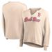 Women's Fanatics Branded Cream Boston Red Sox Go For It Waffle Knit Long Sleeve Notch Neck T-Shirt