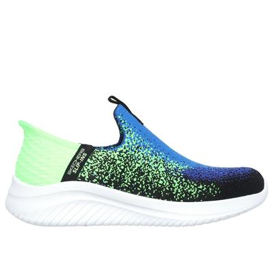 Skechers Boy's Slip-ins: Ultra Flex 3.0 - Brisk-Spec Sneaker | Size 1.0 | Black/Lime | Textile | Machine Washable