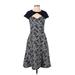 Kay Unger Casual Dress - A-Line: Blue Jacquard Dresses - Women's Size 4