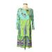 London Times Casual Dress - Shift: Green Print Dresses - Women's Size 12 Petite - Paisley Wash