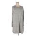 Gap Casual Dress - Shift Crew Neck Long sleeves: Gray Marled Dresses - Women's Size X-Large