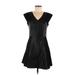 Rebecca Taylor Casual Dress - Party V-Neck Short sleeves: Black Print Dresses - Women's Size 6