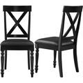 Alcott Hill® Bodison (Philippe) Cross Back Side Dining Chair Faux Leather/Wood in Black | 38.2 H x 17.9 W x 22.2 D in | Wayfair