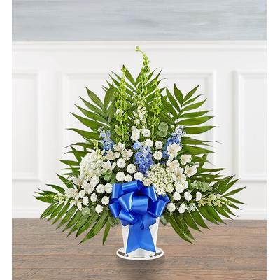 1-800-Flowers Sympathy Delivery Tranquility Floor Basket - Blue & White Small