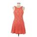 Mimi Chica Casual Dress - A-Line Scoop Neck Sleeveless: Orange Print Dresses - Women's Size Medium