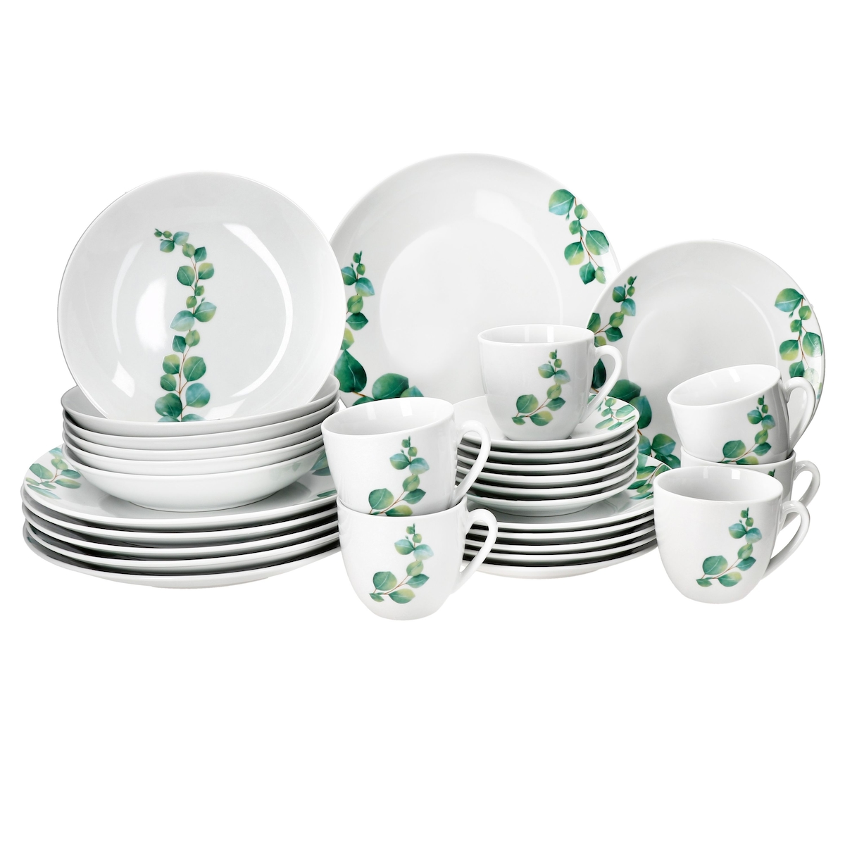 30tlg Kombiservice Eukalyptus aus Porzellan für 6 Personen Image