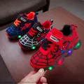 Kids LED Lighting Shoes Boy Superhero Lighting Shoes Girls Running Shoes Baby Single Sneakers Mesh