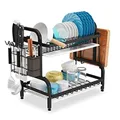 Dish Drying Rack 2-Tier Compact Kitchen Dish Rack Drainboard Set Large Rust-Proof Dish Drainer with