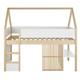 Lit cabane surelevé enfant 90x190 blanc et beige