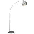 Lampadaire arc arceau courbé design marbre noir abat-jour globe chromé