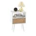 End table Nightstand w/ Charging Station and Open Storage Shelf, White