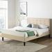 Priage by Zinus Beige Upholstered Button Tufted Platform Bed - Full