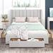 Queen Size Storage Upholstered Platform Bed with Ample Drawers, Beige