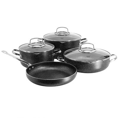 7 Piece Non Stick Aluminum Cookware Set in Black