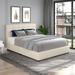 Queen Size Ivory Velvet Upholstered Platform Bed with 4 Drawers Storage