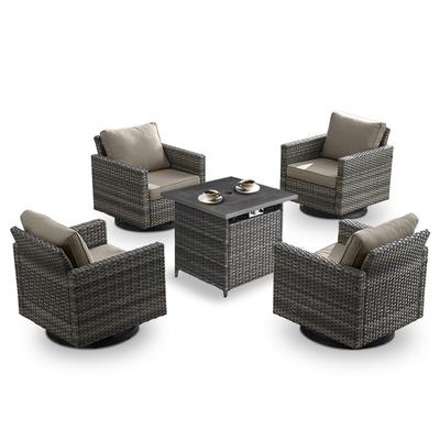 4 Swivel Chairs with Fire Pit Table