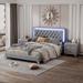 Queen Size Velvet 3-Pieces Bedroom Sets with Tufted Headboard, Bedroom Upholstered Bed Platform Bed with 2 Nightstands - Grey