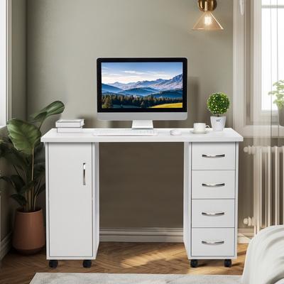 Double Edged Manicure Nail Table Computer Desk with 4 Drawers