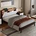 Full Size Upholstered Platform Bed with USB Charging and Storage Headboard
