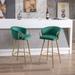 Creative Design Velvet Bar Stools Set of 2, Swivel Adjustable Counter Height Bar Chair with Metal Handrail and Footrest