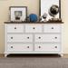 7-Drawer Wood Horizontal Dresser in White and Walnut