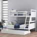 Wooden Twin over Full Bunk Bed with Ladder , Twin Size Trundle and Full-length Guardrails