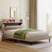 Full size Upholstered Platform Bed with Storage Headboard and USB Port