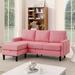 3 Seater L-shaped Sectional Sofa Set with Removable Cushions, Pink