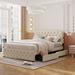 Queen Size Linen Upholstered Platform Bed, Storage Bed w/ USB, Beige