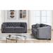 77" Tufted Low Backrest Velvet Upholstered 3 Seater Sofa 2pc, Grey